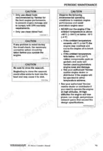 Yanmar 4BY, 6BY, BY series periodic maintenance safety cautions regarding fuel, temperature limits, and seacock operation.