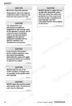 Yanmar 4BY, 6BY, BY series safety manual page listing caution warnings for seacock, idle speed, and coolant maintenance.