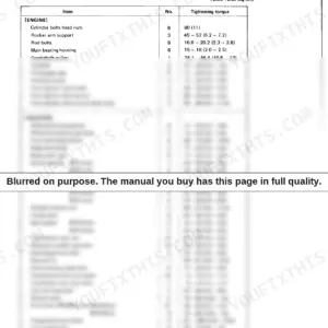 Yanmar YM169, YM169D service manual table listing engine and tractor tightening torque specifications in ft.lbs and kg-m.