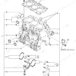 Yanmar 3TNE68-EBVB, Y00B6920 exploded view of cylinder block, main bearings, and head gasket components.