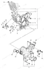 8d63a826-b2-exploded-view-5 Yanmar 3TNE68-EBVB, Y00B6920 exploded view of gear case, cover, and oil seal components with numbered parts list.