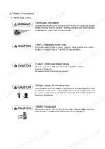 8ff7049a-b-safety-14 Yanmar 6LY3-ETP, 6LY3-STP, 6LY3-UTP service manual page detailing safety precautions for the service work area.