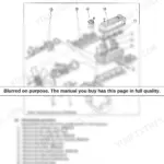 Yanmar C50R-3(R) engine cylinder head exploded view and disassembly procedure for 4TNE94-98 engine components.