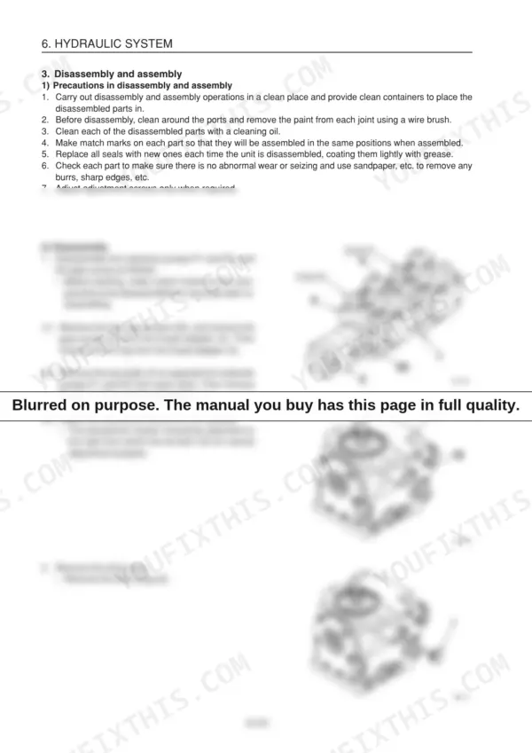 Yanmar C50R-3(R) hydraulic system disassembly procedure for pumps P1, P2, and gear pump with component diagrams.