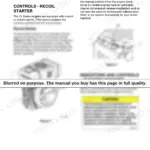Yanmar L48V, L70V, L100V, LV series manual showing recoil starter, decompression lever diagrams, and engine controls.