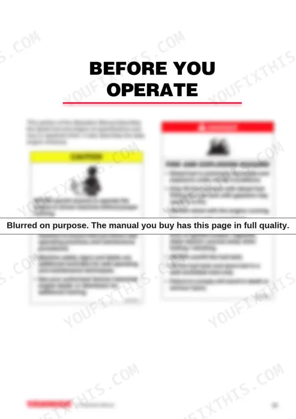 Yanmar L48V, L70V, L100V, LV series operation manual page showing safety precautions for fuel handling and operation.
