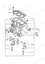 9570b8c0-b-exploded-view-3 Yanmar 3TNE82A-B1, B27-2B exploded view of cylinder block, main bearings, and cylinder head gasket assembly.