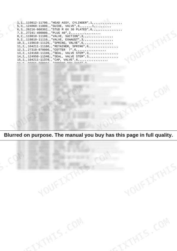 Yanmar 3TNE82A-B1, B27-2B parts list for cylinder head assembly, rocker arm, and nozzle components.