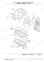 9656ebb0-b-exploded-view-8 Yanmar 4TNE88-ETBC, TB150C, 4TNV88-QTBC exploded view of engine flywheel housing and oil sump components.