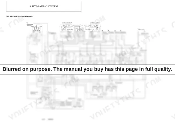 Yanmar SV100 hydraulic circuit schematic showing motors, cylinders, control valve, and pump system connections.