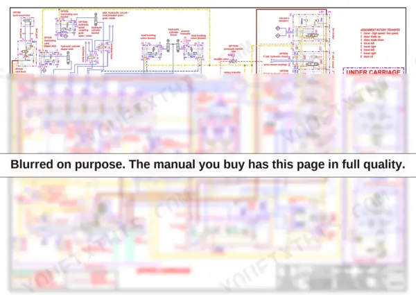 Yanmar SV120 2PB hydraulic circuit diagram showing upper and under carriage systems, valves, pumps, and rotary transfer.