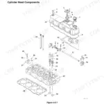 Yanmar ViO82 engine cylinder head exploded view diagram showing valve train, rocker arms, and head gasket components.