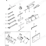 Yanmar VIO20 exploded view diagram of standard tool kit, wrenches, grease gun, and optional service parts components.