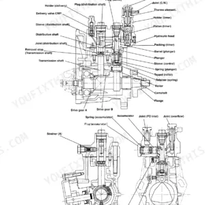 Yanmar YPD-3MP2, YPD-4MP2, YPD-4MP4, YPD-MP2, YPD-MP4 MP-Pump fuel injection part construction diagram with labeled components.