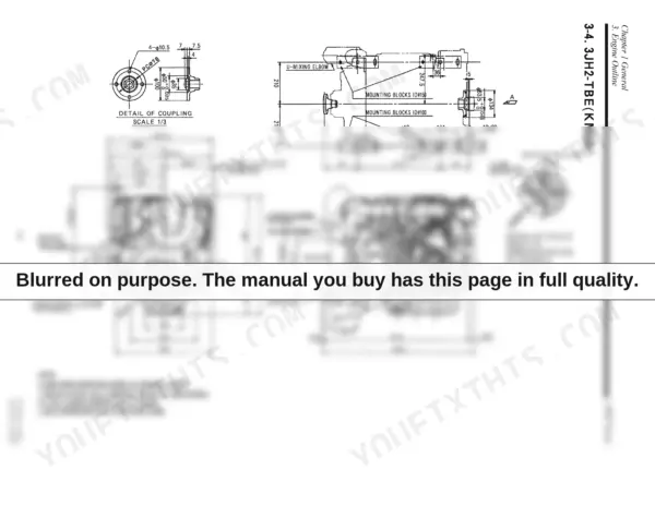 Yanmar 3JH2-E, 3JH2-BE, 3JH2-TE, 3JH2-TBE, 3JH25A, 3JH30A, 3JH2 series engine outline diagram showing dimensions and components.
