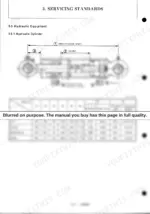 Yanmar B37V hydraulic cylinder service standards diagram and wear limit torque table for boom, arm, bucket, and blade.