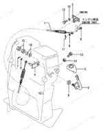 a2e55116-b-page-28 Yanmar SV08 exploded view of engine throttle cable, control lever, and mounting hardware components.