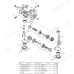 Yanmar C50R-3C hydraulic pump exploded view diagram showing cylinder block, swash plate, and bearing assembly components.