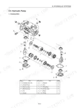 a4107815-b2-exploded-view-73 Yanmar C50R-3C hydraulic pump exploded view diagram showing cylinder block, swash plate, and bearing assembly components.