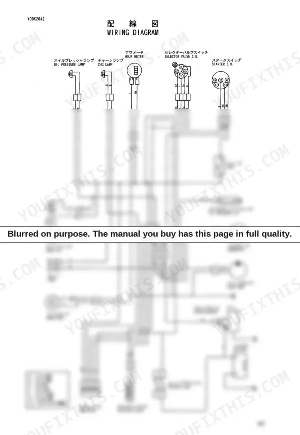 Yanmar B05 electrical system wiring diagram showing starter and lamps.