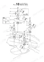 Yanmar VIO50-CR, VIO50-PR exploded view diagram of engine mount components, including previous and cooler spec variations.
