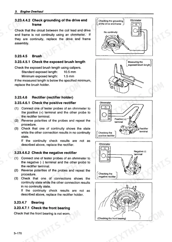 Yanmar 6LP-DTE, 6LP-DTZE(1), 6LPA-DTP, 6LPA-DTZP, 6LP-STE, 6LP-STZE(1), 6LPA-STP, 6LPA-STZP alternator testing procedures.
