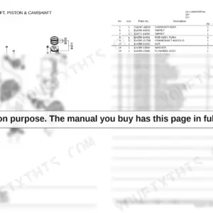 Yanmar L48N6CF1F7AA exploded view of crankshaft, piston, and camshaft with parts list table.