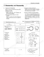 aec80242-b-procedures-13 Yanmar TS190(R), TS230(R) engine disassembly preparation and table of required tools, piston insertion, and flywheel puller.