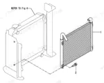 af3e957c-b-exploded-view-134 Yanmar ViO75, 4TNE98-EBVA exploded view showing radiator assembly, oil cooler, and mounting hardware components.