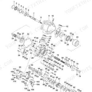 Yanmar ViO75, ViG3 hydraulic equipment exploded view showing pump assembly components and internal parts.