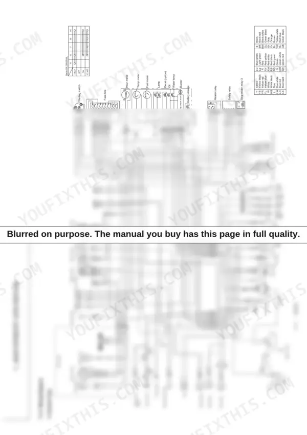 Yanmar ViO75, ViG3 standard electrical wiring diagram showing starter switch, relays, sensors, and fuse box connections.