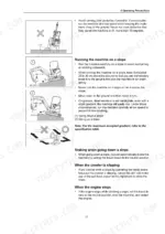 Operating precautions for running the excavator on slopes, braking, and handling crawler slippage.