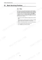 Service manual page covering basic servicing practices and filter replacement guidelines.