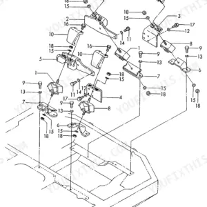 Ammann Yanmar B27-2A exploded view diagram of engine mount components with numbered parts list reference.