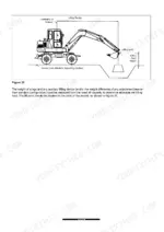 ammann-yanmar-b55w-wheel-excavator-operation-manual-lgb55-w0-controls-34.webp Ammann Yanmar B55W lifting capacity diagram showing lifting radius, point height, and bucket lifting point location.