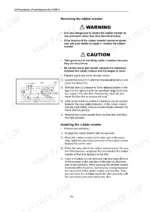 Maintenance manual page showing rubber crawler removal and installation steps.