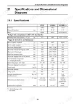 Technical specifications table for weight, performance, and hydraulics.