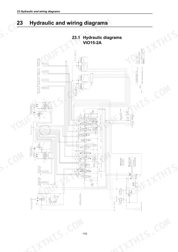 Hydraulic circuit diagram for ViO15-2A.
