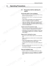 Operating precautions before starting the engine.