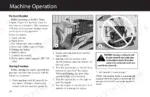 ASV RC-85, RC-100 machine operation manual page showing pre-start checklist, starting procedures, and safety warnings.