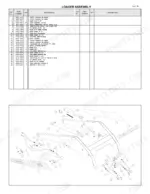 asv-rc-85-rubber-track-loader-service-manual-asvsp004-boom-parts-116-1.webp ASV RC-85 loader assembly parts list and exploded view diagram showing boom cylinders, hoses, and decals.