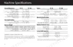 asv-rc-85-rubber-track-loader-service-manual-asvsp004-specs-65-1.webp ASV RC-85 and RC-100 machine specifications table including dimensions, engine, weight, hydraulic, and refill capacities.
