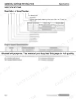 b53a3876-b-specs-56 Yanmar 3TNV82A-4TNV106T manual: model number description, governor type table, and engine speed specifications chart.