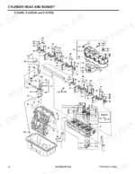 b7c137a1-b-exploded-view-14 Yanmar 4TNV98-ZNMS series exploded view diagram of cylinder head, bonnet, valves, and rocker arm assembly components.