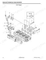 b7c137a1-b-exploded-view-24 Yanmar 4TNV98 ZNGT engine exhaust manifold and silencer assembly exploded view diagram.