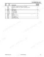 b7c137a1-b-parts-list-5 Yanmar 4TNV98 Cylinder Block parts list table showing reference numbers, part numbers, and quantities for engine components.