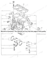 b979f179-b-exploded-view-3 Yanmar 3TN66L-(E)UB, 3TN66L-(E) UB, 3TN66L-EUB, 3TN66L-UB exploded view of engine cylinder block, bearings, and head gasket.