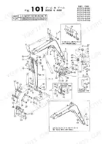 ba9e2aa4-b-exploded-view-226 Yanmar YB401W, YB401W-2 exploded view diagram of boom and arm assembly, including lift pins and 3rd valve components.