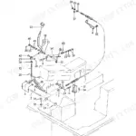 Yanmar YB401W, YB401W-2 exploded view diagram of the engine control system components and linkage assembly.