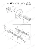 ba9e2aa4-b-page-151 Yanmar YB401W, YB401W-2 exploded view diagram of hydraulic oil pump and coupling assembly with numbered component parts.